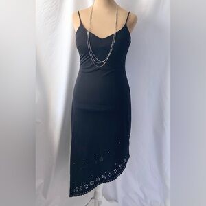 Vintage 90s/Y2K Rampage Laser-cut Asymmetrical Black Dress Size M